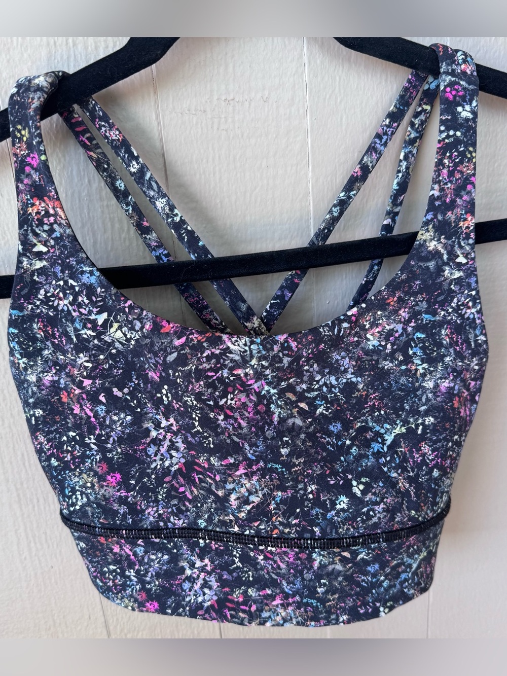 Lululemon Energy Long‎ Line Bra Size 6 Floral Multi Strappy Back Sports Bra - Picture 1 of 8